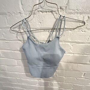 Green Milieu Seamless Flow Double Straps V Back Cropped Yoga Tank Top by Halara